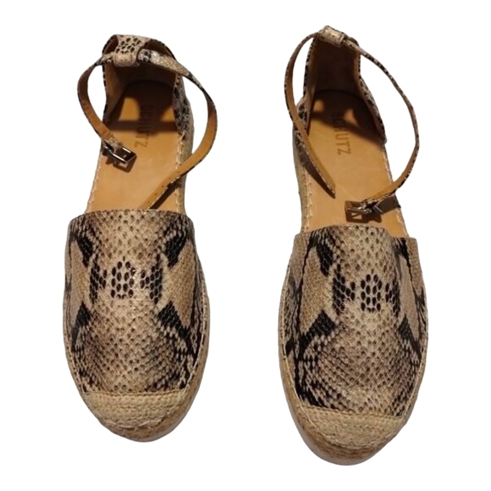 Schutz Women's Leather Snake Print Darla Esparille‎ Platform Sandals Size 10B